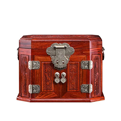 DACUDA Caja organizadora de Joyas Caja de Almacenamiento de Joyas de Palisandro Rojo Caja de Almacenamiento de Madera de Caoba de Varias Capas para el hogar Organizador de Joyas