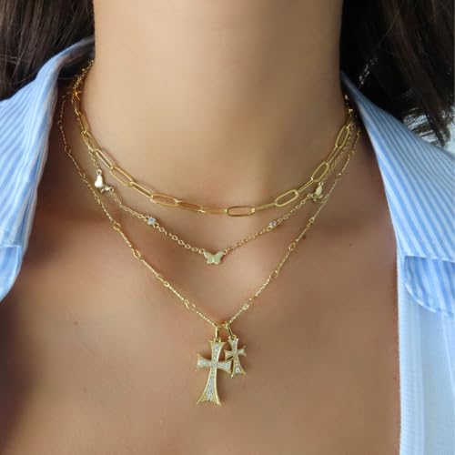 Gold or Silver Plated Double Cross Me Necklace4