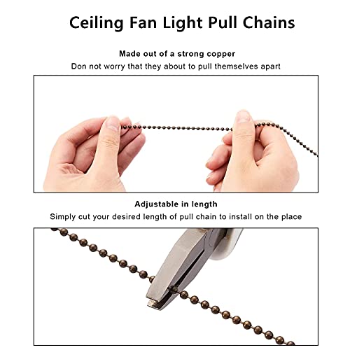 Ceiling Fan Pull Chain Set, 4 Pieces Bulb And Fan Pattern Pull Chain Extension Fan Pendant 12 Inch Chain Extender With Ball Fan Chains Connector (Orb) #TOP3