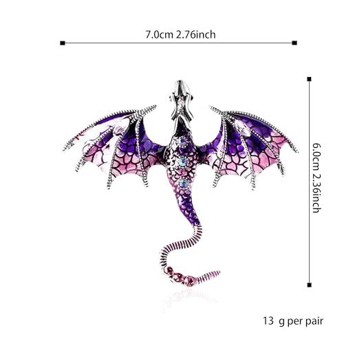 Image of Vintage Punk Dragon Animal Brooch - Domineering Flying Dragon Personality Clothing Accessories for Men and Women