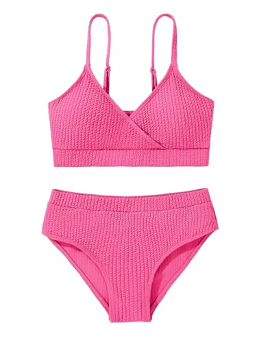 Image of Girl's 2 Piece Swimsuit Solid Spaghetti Strap Bikini Sets Beach Bathing Suit Swimwear for Teen Girls