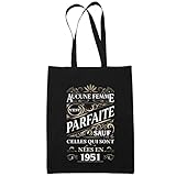  Planetee Sac Tote Bag 1951 Femme Parfaite 74 ans  Sac caban en toile coton idée cadeau anniversaire