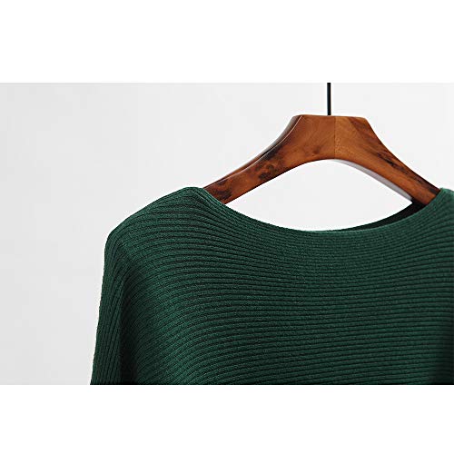 Image of EDSTAR Women Dolman Batwing Sleeves Knitted Sweaters Winter Boat Neck Pullovers Tops