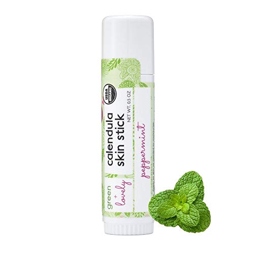 Green + Lovely Calendula Skin Stick Organic Lotion Sticks Moisturizing Balm Ointment Salve Multipurpose Hand Cream Body Bar, 0.5 Oz, Minty Peppermint (1 Tube) #TOP3