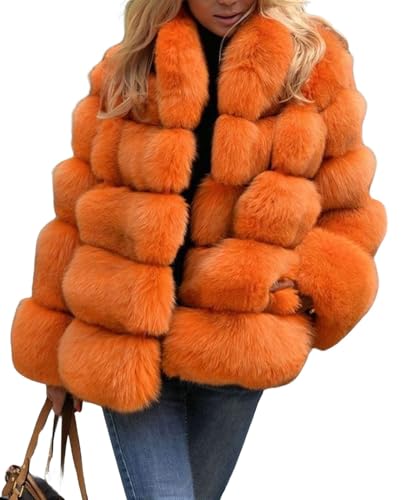 loveimgs Women Fluffy Faux Fur Coat Winter Fake Fur Leather Zip Up Teddy Coat Puffer Jacket Parka Elegant Warm Overcoat