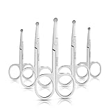 Natzerat 5-Piece Men's Safety Rounded Tip Small Scissors - Professional Stainless Steel Trimming Scissors for Mustache, Nose, Beard, Eyebrows, Eyelashes, and Ear Hair Cutting