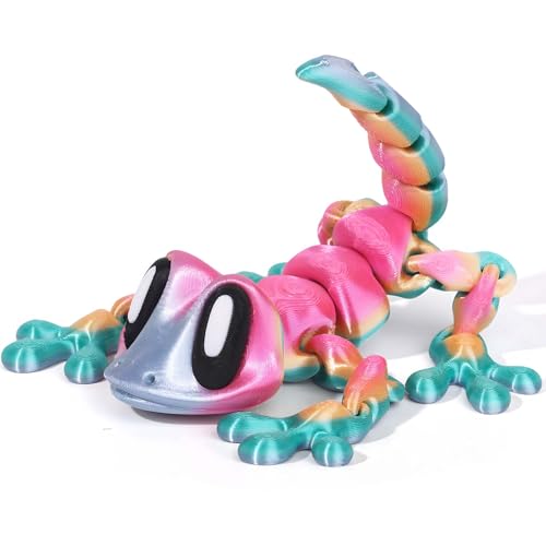 Articulated 3D Printed Lizard Decorative Fridge Magnets - Funny Refrigerator Magnets for Locker Kitchen Car Desk (Colorful)