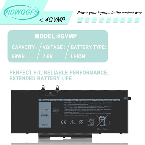 Image of 4GVMP Laptop Battery for DELL Latitude 5400 5500 5410 5510 Precision 3540 3550 Inspiron 7590 7591 7791 2-in-1 Series Latitude 5510 Battery Compatible with P84F, P42E, H82T6, C5GV2