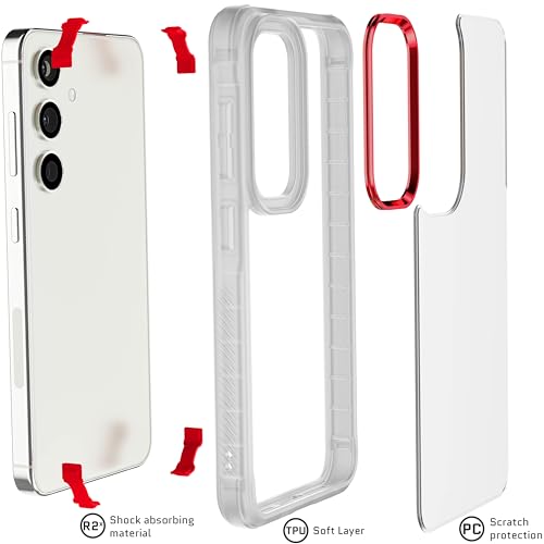 Ghostek Covert Clear Galaxy S24 Case with Military Grade Shockproof Protection, Anti-Yellowing, Protective Silicone Phone Cover Designed for 2024 Samsung Galaxy S24 (6.2\") (Clear)