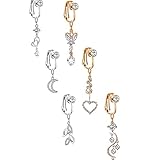 gofidin Fake Belly Rings Clip On Umbilical Body Star Heart Earring Clip Cartilage Clip Faux Piercing