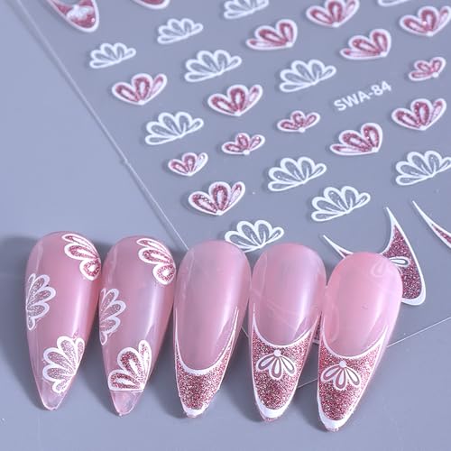 3 Sheets Flower Nail Stickers 3D French Nail Art Stickers Self Adhesive Gold Foil for Stunning Manicure Accessories Ideal for DIY Design Petal Decals and Decoration — view 2