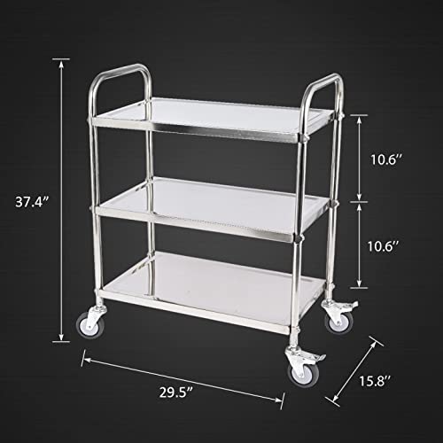 Amarite 420LBS 3 Shelf Stainless Steel Cart,420 Lbs,1Mm Thick,Serving Cart thumb #1