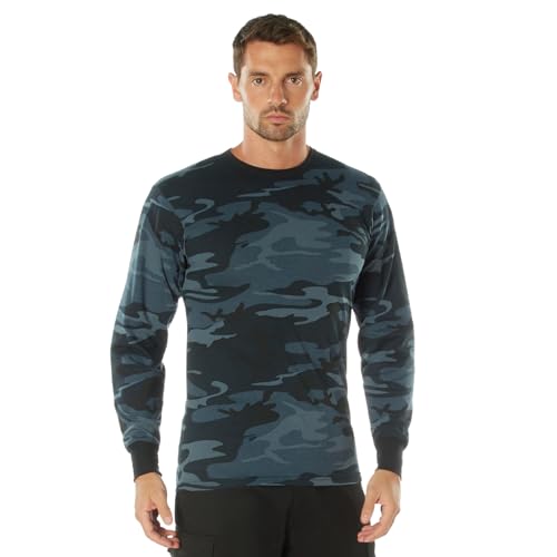 Rothco Long Sleeve Color Camo T-Shirt - Comfortable Tee for Outdoor Adventure, Midnight Blue Camo, 2X-Large