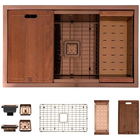 Strictly Sinks Undermount Workstation Kitchen Sink– Copper 32 Inch Cover