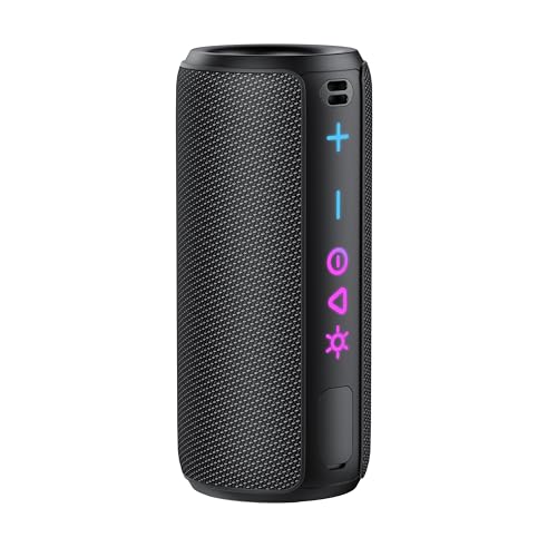 TIMU Bluetooth Lautsprecher mit Licht, Bluetooth 5.4 Musikbox, 30W Dual Lautsprecher, Dualen Bass-Treibern, 30 Std Akku, IPX7 wasserdicht, TWS Paarung, AUX, TF Karte, Geeignet Outdoor/Party/Reisen
