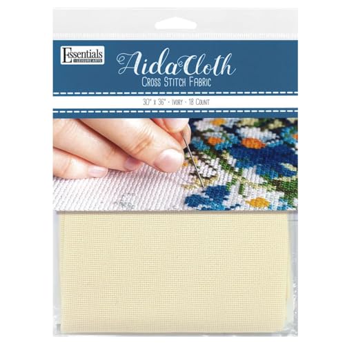 Image of Essentials By Leisure Arts Aida Cloth, 18 Count, Ivory Cross Stitch Fabric, Embroidery Fabric, Cross Stitch Supplies for Crafting, Stitching, and Sewing Projects 30X36