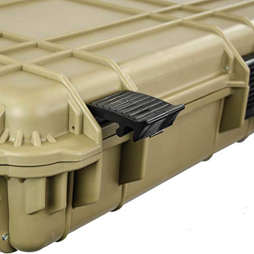 Eylar 38" Inch Protective Roller Rifle Hard Case With Foam, Waterproof & Crushproof, Two Rifles Or Multiple Guns, Pressure Valve With Lockable Fittings Tan #TOP5