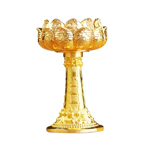 MAGICLULU Portavelas De Loto Candelabros De Loto Portalámparas De Mantequilla Decoración De Flor De Loto Candelero Budista Portavelas Candelita Ribete Dorado Ferroaleaciones Golden