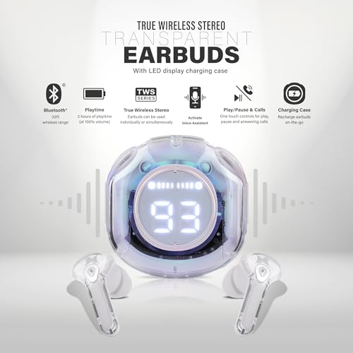 XTREME Bluetooth Wireless Earbuds with LED Display Charging Case, True Wireless Stereo, 3 Hour Playtime on 1 Hour Charge, 240 Hour Standby Time, 200mAh USB-C Rechargeable Case, Bluetooth 5.3 (White) by XTREME - Used condition - Image 2