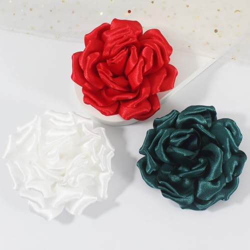 Image of 4.3 inch Red Rose Hair Clip Large Flower Brooches for Women | Charming Flowers Pins for Clothes | Turn Heads with Stylish Rose Hair Clip Flower Brooch Pin for Clothes & Clips for Woman