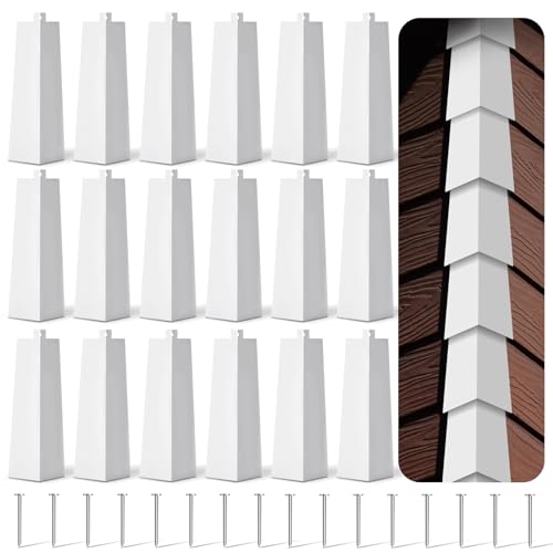 Therwen 16 Pcs Aluminum Siding Corners 8 Inch Outside White Corner Caps Smooth Siding Trim, Metal Nails Included for Mobile Home House Exterior
