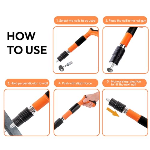 Kit de pistola de pregos de concreto - Mini pistola manual de aço para cerca de parede de cimento e