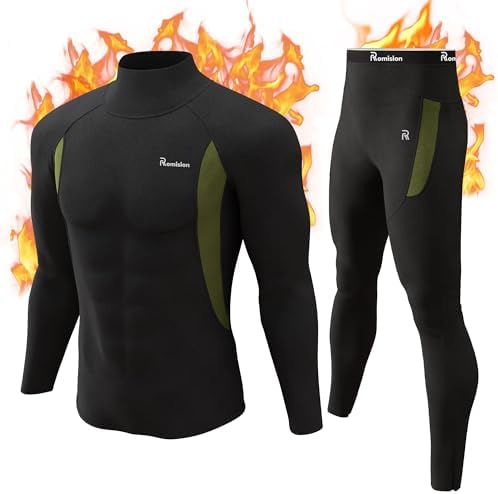 Thermounterwäsche Herren Funktionsunterwäsche Skiunterwäsche 1/2er Set | Atmungsaktiv, Thermoaktiv, Innenfleece, Weich Thermo Unterwäsche, Thermounterhemd Thermounterhose Männer