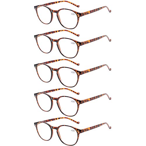 5 Pairs Reading Glasses - Standard Fit Spring Hinge Readers Glasses for Men