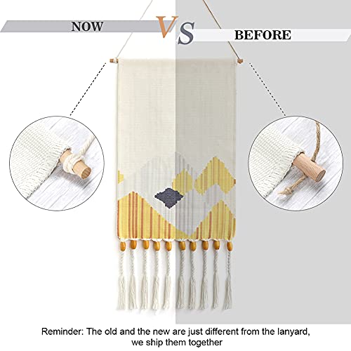 Khoyime Hand Woven Pendant Tapestry Yellow&Beige Macrame Wall Hanging Aztec Home Decor Boho Chic Abstract Mountain Wall Art Decorative Accessory For Apartment Dorm Room Backdrop (Yellow-Mountain-) #TOP6