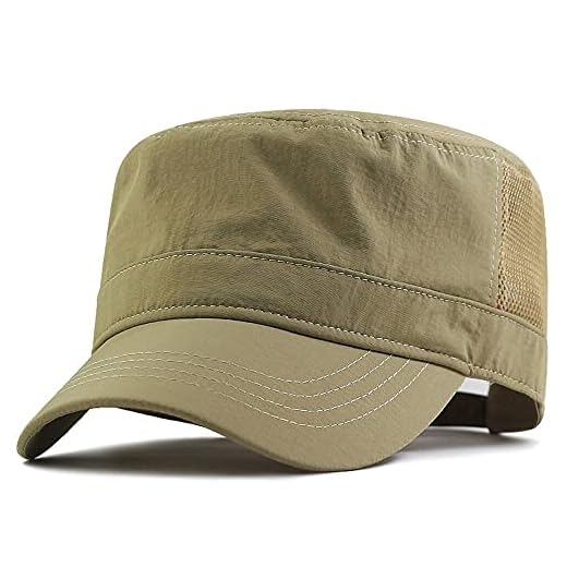XXL 62-65 cm Flat Top Style Army Cap,Oversize Quick-Drying Breathable Mesh Hat, Khaki, XXL