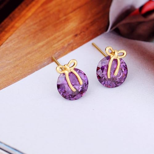 Boucles d'oreilles or jaune améthyste hélice, le cadeau idéal pour elle - 4