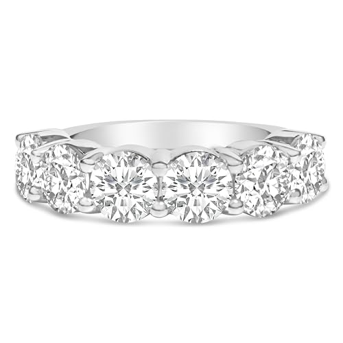14K White Gold 3.0 Cttw Lab-Grown Diamond Shared Prong Set 6 Stone Band Ring