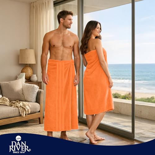 Image of DAN River 2 Pack Bath Sheets Extra Large 35x70, Large Bath Towels for Adults, XL Oversized Heavy Duty Towel Set, 600 GSM 100% Ring Spun Cotton, Soft Quick Dry, Orange