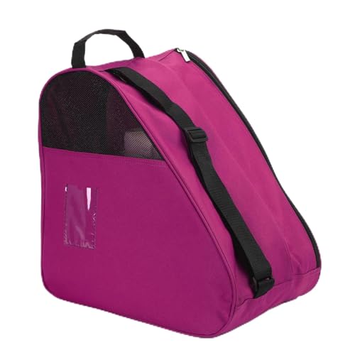 Bolsa de transporte transpirable para patinaje sobre hielo, en línea o patines en línea, con asa superior y asa superior, bolsa de almacenamiento gruesa para mujeres, hombres, adultos y niños (Pink)