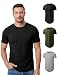 JMIERR Men's 3 Pack Cotton Hipster Hip Hop Longline Crewneck T-Shirt, Short Sleeve Gym Workout Athletic T Shirts for Men Pack,L, Black/Light Grey/Army Green