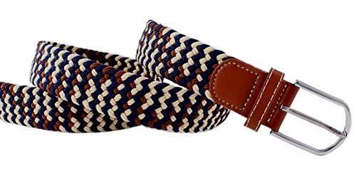 Men's Mixed Color Stretch Canvas Braided Belt Women Woven Waist Belts4