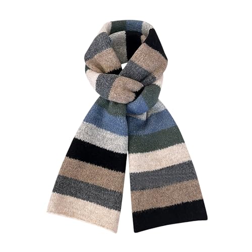 Julpsk Fashion Rainbow Striped Scarf Winter Thick Knit Wool Scarves Holiday Gifts
