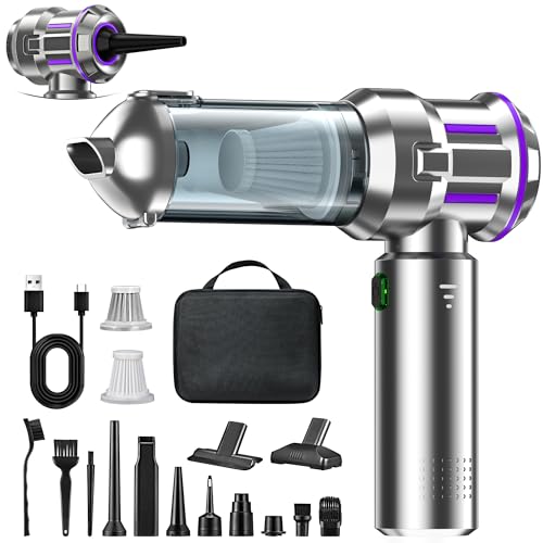 RABIGALA Handstaubsauger Akku 4-in-1,25000PA Handstaubsauger Kabellos,Autostaubsauger Akku, Elektrische Staubgebläse Druckluftspray 220000 U/min 3-Gang Staubgebläse für Computer, Küche, Sofa, Büro
