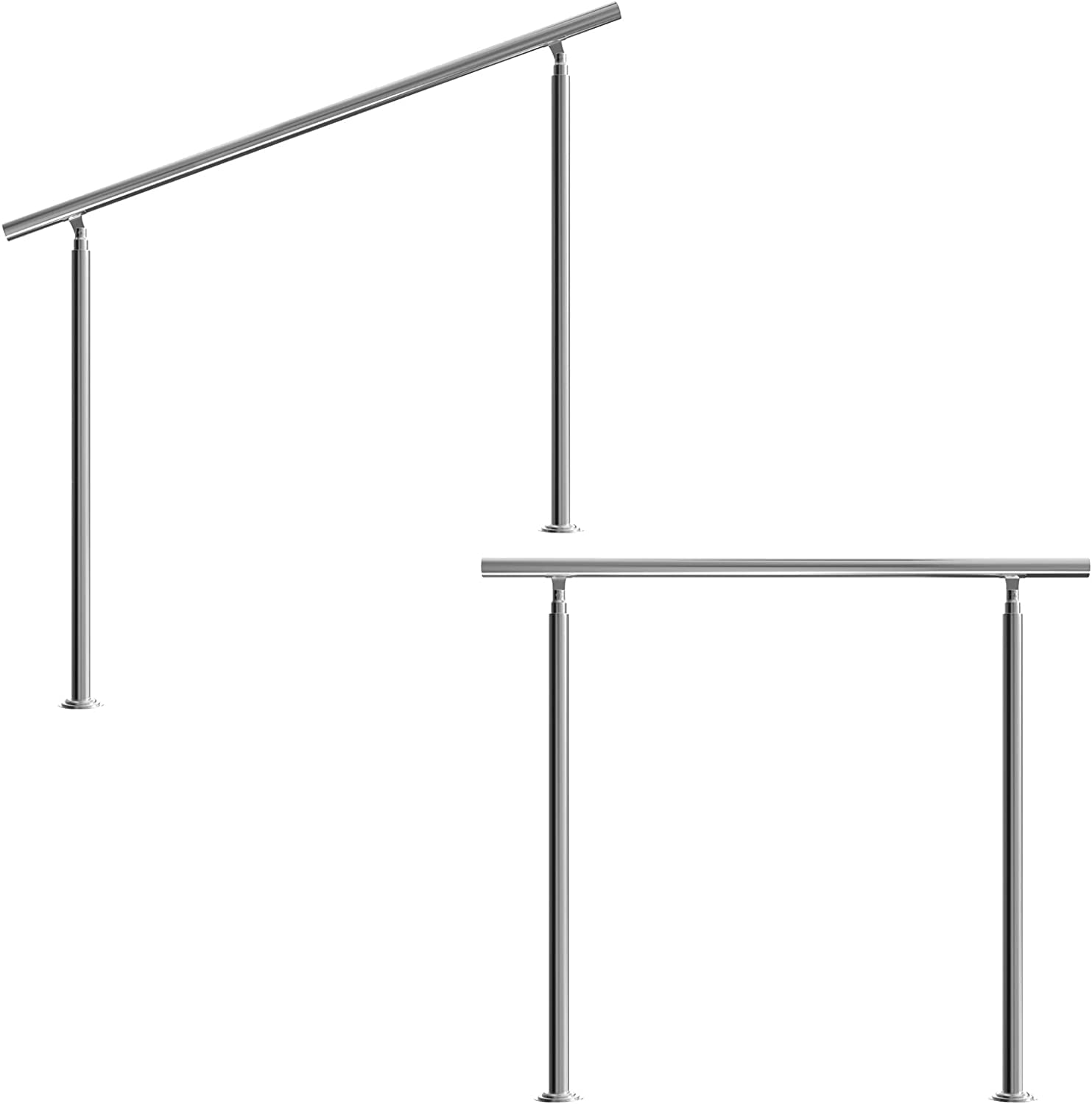 Edelstahl Handlauf Geländer für Treppen Brüstung Balkon ohne Querstreben - Innen und Außen Handlauf Geländer Treppengeländer Edelstahl Brüstung Balkon (80CM, ohne Querstreben)