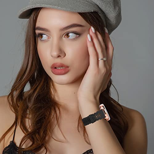 Bandiction 3 Pack Lace Silicone Bands 20Mm Compatible For Samsung Galaxy Watch 4 Classic 42Mm 46Mm/Watch 4 40Mm 44Mm/Watch 3 41Mm/Active 40Mm/Active 2 40Mm 44Mm, Slim Thin Wristband For Women #TOP4
