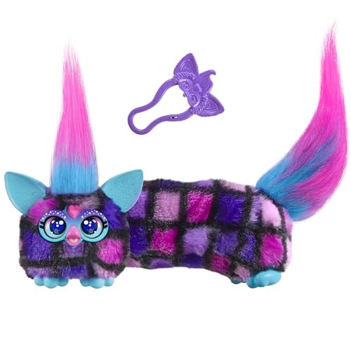 Furby DJ Furblets Dis-Co-Dazz bunt-Kariertes elektronisches Plüschspielzeug Macht Musik, Geräusche und spricht Furbisch, Stofftier für Kinder ab 6 Jahren mit Schlüsselanhänger