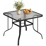 Outsunny Tavolo da Giardino per 4 Persone con Vetro 96.5x96.5x72 cm Nero