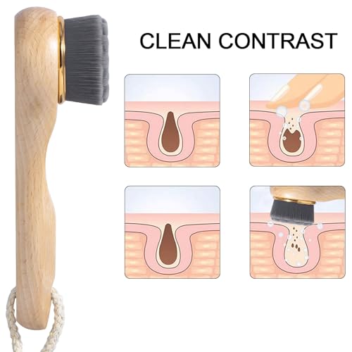 Ultra-Soft-Face-Brush-Manual-Facial-Cleansing-Brush-with-Lanyard-Long-Wooden-Handle-Face-Brush-for-Cleansing-and-Exfoliating-Suitable-for-All-Skin-Types-Bamboo-Charcoal-Brush-Style