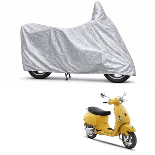 Image of 100% Waterproof Two Wheeler Body Cover Multi Layered Fabric Designed for Vespa VXL | Belt Buckle Lock | Silver Mag