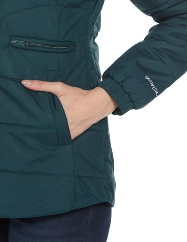 Image of Qube By Fort Collins Women's Medium-Length Bomber Jacket with Detachable Hood Stylish Winterwear for All-Day Comfort |Material: Nylon