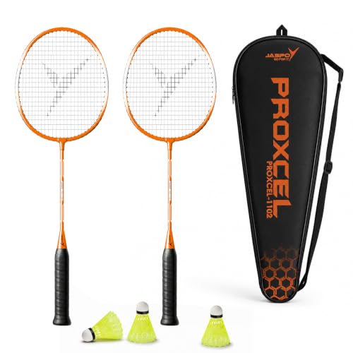 Image of Jaspo Proxcel-1102 Badminton Kit | Lightweight Metal Badminton Rackets with Shuttlecocks | Balanced Frame | Comfortable Grip for Powerful Smashes | Ideal for Beginners, Kids & Teens