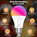 Smart LED Light Bulbs 150W Equivalent, 1600LM 16W Alexa Light Bulbs, A19 E26 Ultra Bright Color Changing Light Bulbs, 2.4 GHz WiFi Dimmable Light Bulbs Compatible with Alexa, Google 4 Packs(Upgrated) - Image 2