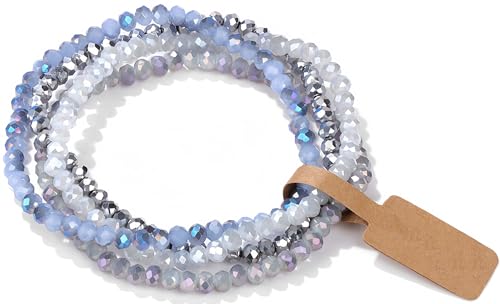 WEIZAIJY Pulseira para mulher pulseira de cristal conjunto de pulseiras de 4 peças pulseira ajustável requintada caixa de presente para amigos e familiares, 19 cm, Cristal, Sem Pedra Preciosa