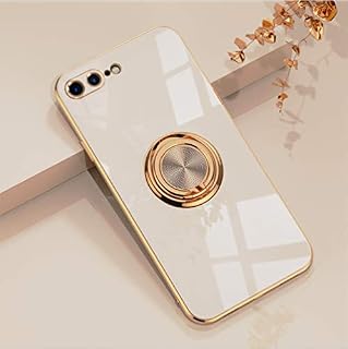 EYZUTAK Electroplated Magnetic Ring Holder Case, 360 Degree with Rotation Metal Finger Ring Holder Magnet Car Holder Soft Silicone Shockproof Cover for iPhone 7 Plus iPhone 8 Plus - Black