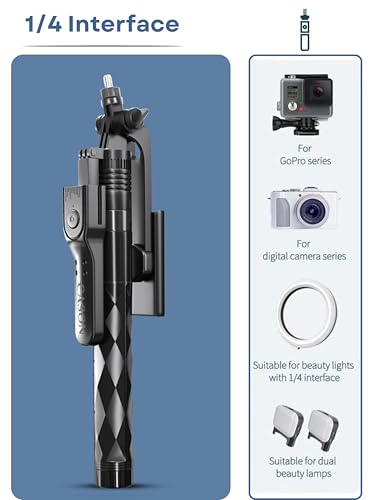 Image of Cason Long 69 Inch Selfie Stick for iPhone & Mobile, Portable Tripod with Bluetooth Remote- Selfie Stand for 2 Mobile Phones (Horizontal,Vertical) & Camera(Black)
